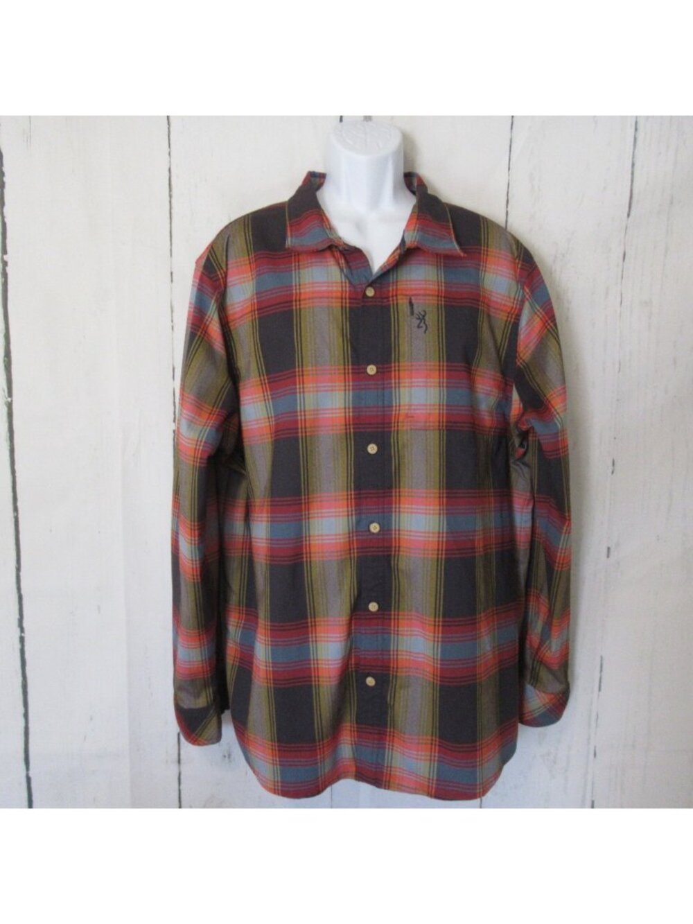 Browning Shirt‎ XL X Large Plaid Button Up Long Sleeve